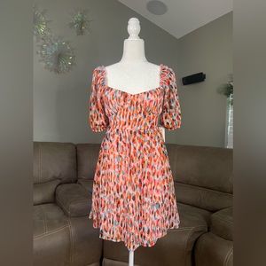 NWT Jessica Simpson Babydoll Balloon Sleeve Dress Multi Pattern Sz XS